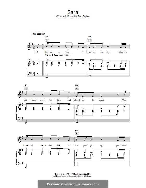 Sara: Para vocais e piano (ou Guitarra) by Bob Dylan
