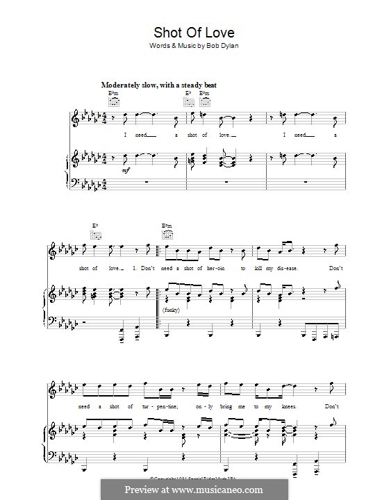 Shot of Love: Para vocais e piano (ou Guitarra) by Bob Dylan
