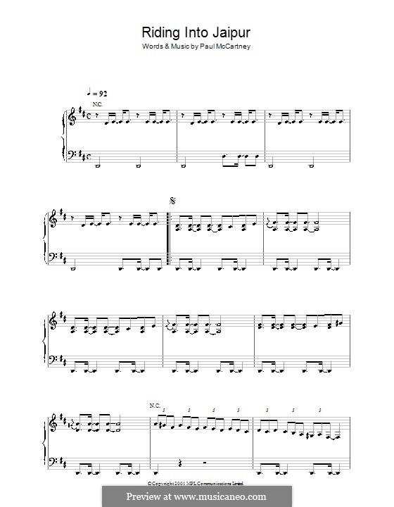 Riding Into Jaipur: Para vocais e piano (ou Guitarra) by Paul McCartney