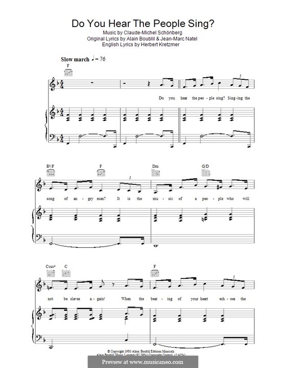 Do You Hear the People Sing: Para vocais e piano (ou Guitarra) by Claude-Michel Schönberg