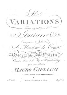 Six Variations for Guitar, Op.20: For a single performer by Mauro Giuliani