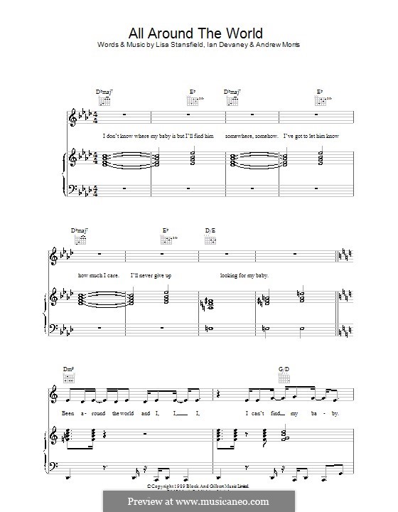All Around the World: Para vocais e piano (ou Guitarra) by Andrew Morris, Ian Devaney, Lisa Stansfield