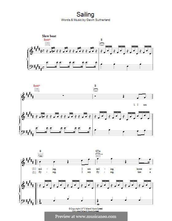 Sailing: Para vocais e piano (ou Guitarra) by Gavin Sutherland