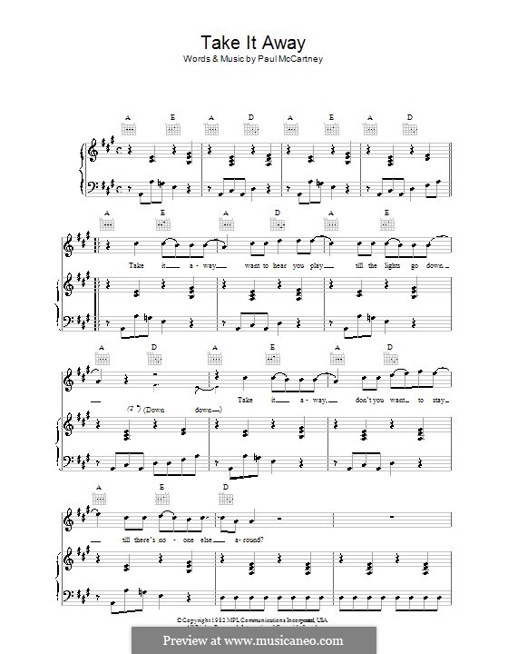 Take It Away: Para vocais e piano (ou Guitarra) by Paul McCartney