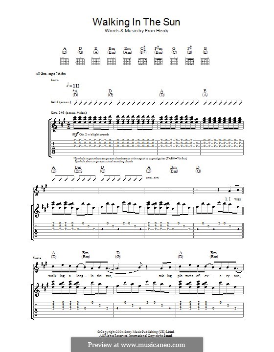 Walking in the Sun (Travis): Para guitarra com guia by Fran Healy