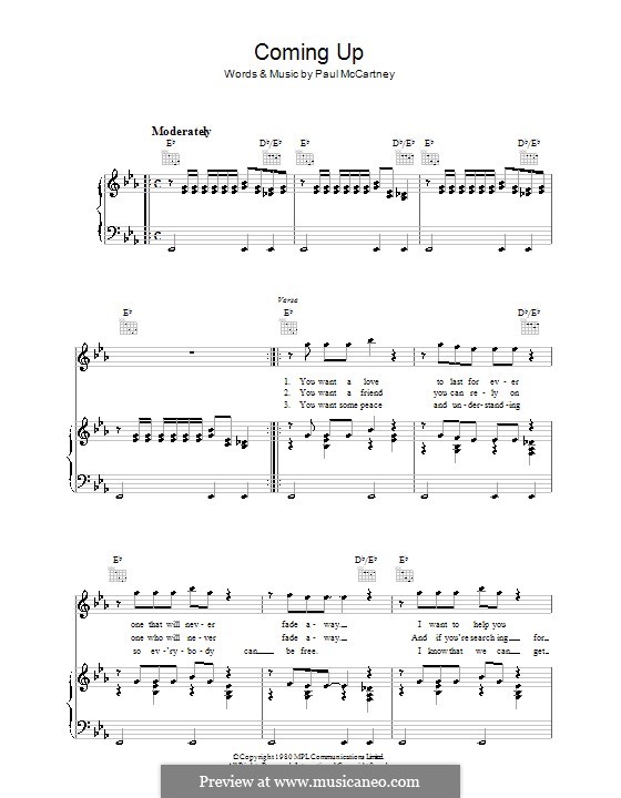 Coming Up: Para vocais e piano (ou Guitarra) by Paul McCartney