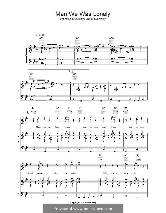 Man We Was Lonely: Para vocais e piano (ou Guitarra) by Paul McCartney