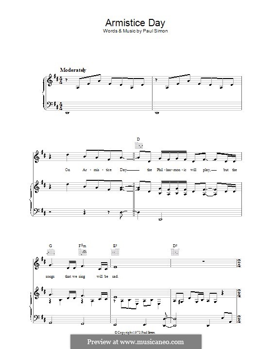 Armistice Day: Para vocais e piano (ou Guitarra) by Paul Simon