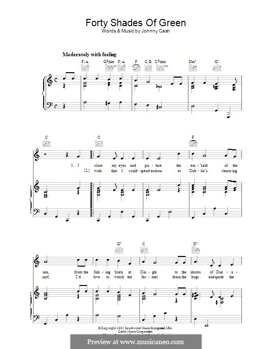 Forty Shades of Green: Para vocais e piano (ou Guitarra) by Johnny Cash