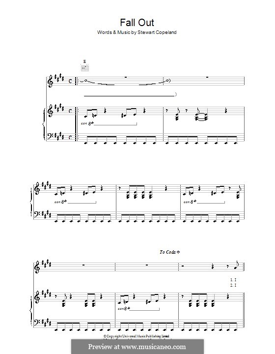 Fall Out (The Police): Para vocais e piano (ou Guitarra) by Stewart Copeland