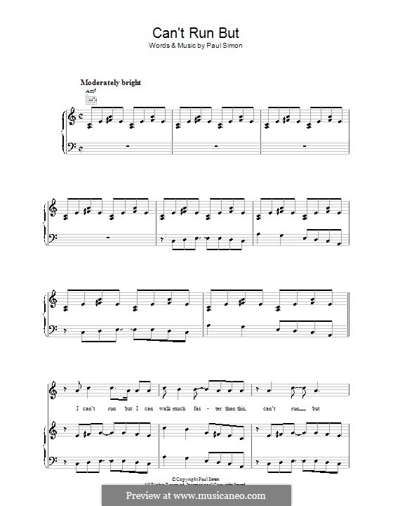 Can't Run But: Para vocais e piano (ou Guitarra) by Paul Simon