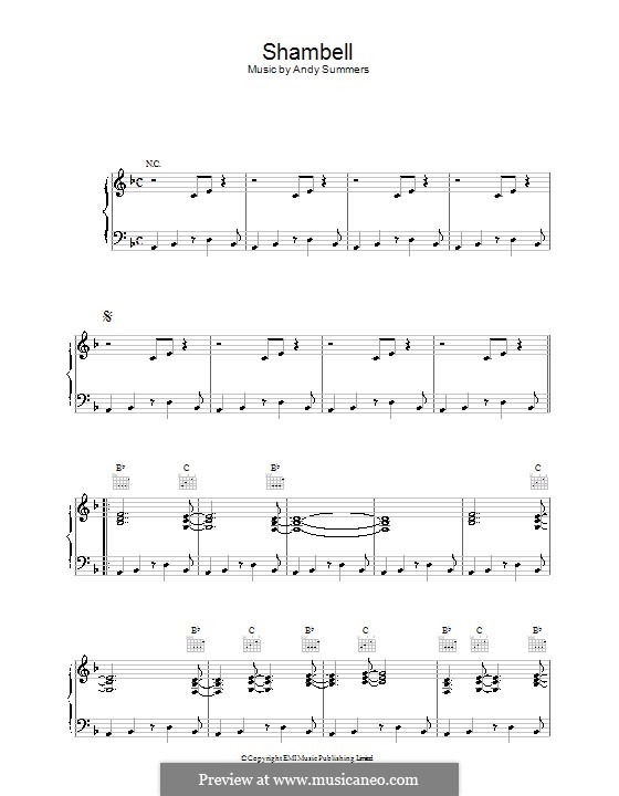 Shambell (The Police): Para vocais e piano (ou Guitarra) by Andy Summers
