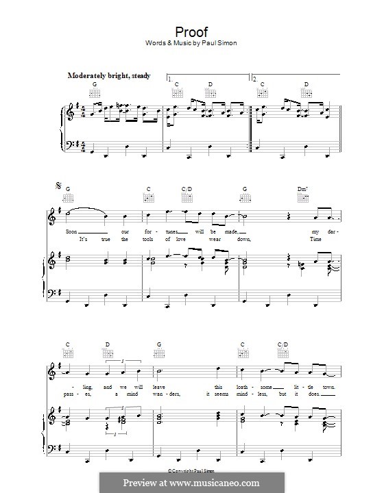 Proof: Para vocais e piano (ou Guitarra) by Paul Simon
