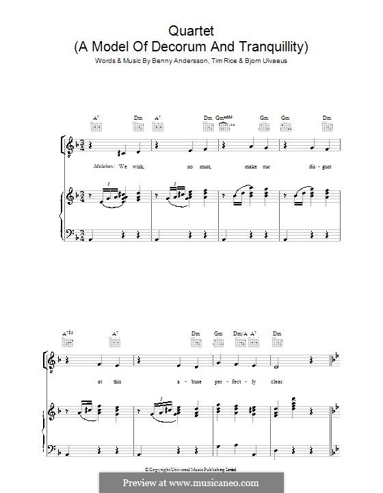 Quartet (a Model of Decorum and Tranquillity): Para vocais e piano (ou Guitarra) by Benny Andersson, Björn Ulvaeus