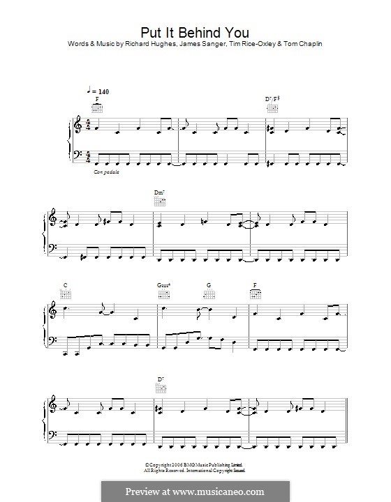 Put It Behind You (Keane): Para vocais e piano (ou Guitarra) by James Sanger, Richard Hughes, Tim Rice-Oxley, Tom Chaplin