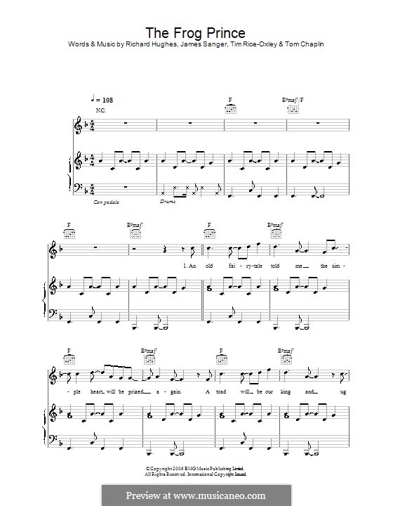 The Frog Prince (Keane): Para vocais e piano (ou Guitarra) by James Sanger, Richard Hughes, Tim Rice-Oxley, Tom Chaplin