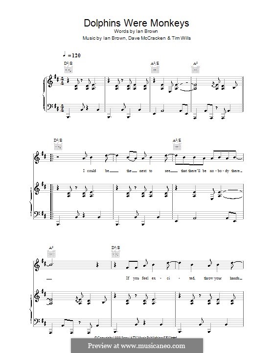 Dolphins Were Monkeys: Para vocais e piano (ou Guitarra) by Dave McCracken, Tim Wills