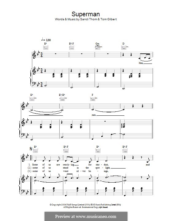 Superman: Para vocais e piano (ou Guitarra) by Tom Gilbert