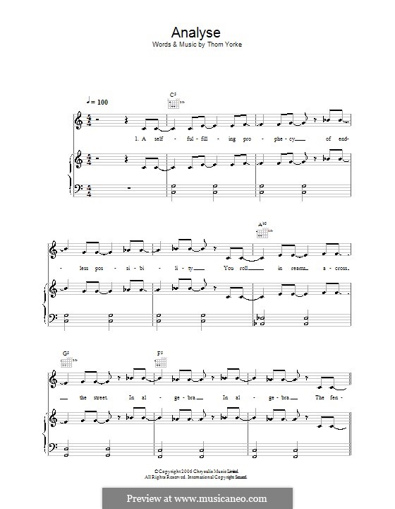 Analyse: Para vocais e piano (ou Guitarra) by Thomas Yorke