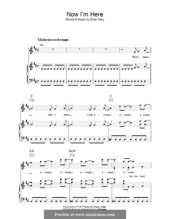 Now I'm Here (Queen): Para vocais e piano (ou Guitarra) by Brian May