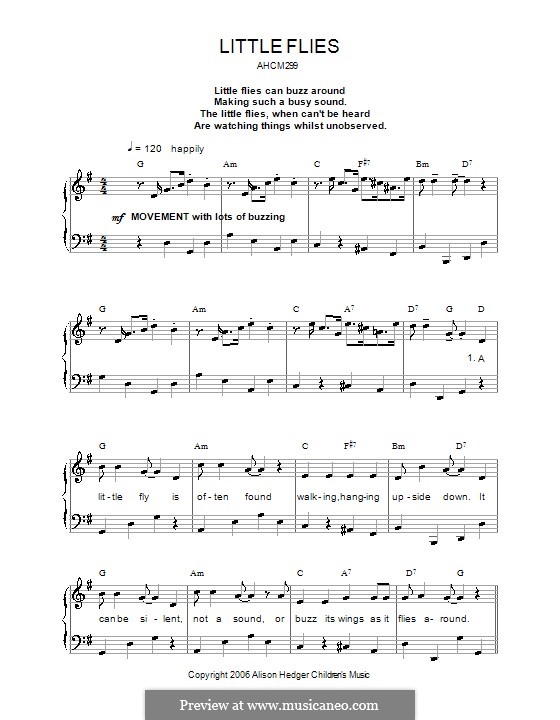 Little Flies: Para vocais e piano (ou Guitarra) by Alison Hedger