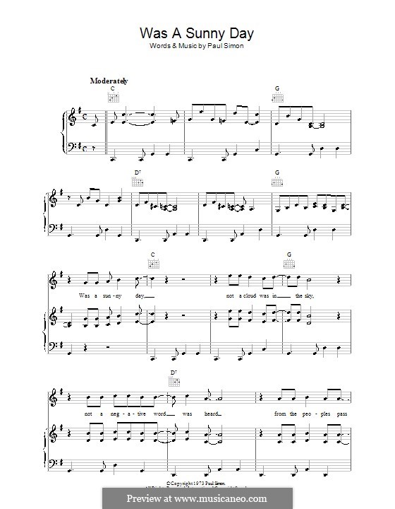 Was a Sunny Day: Para vocais e piano (ou Guitarra) by Paul Simon