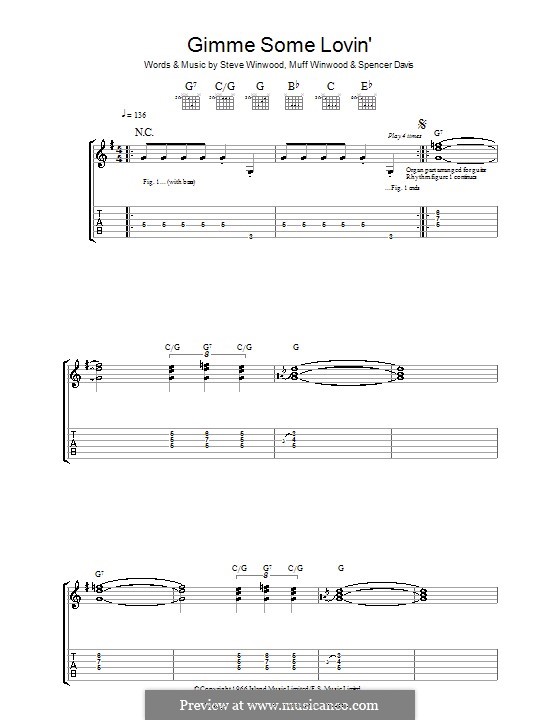 Gimme Some Lovin' (The Spencer Davis Group): Para guitarra com guia by Muff Winwood, Spencer Davis, Steve Winwood