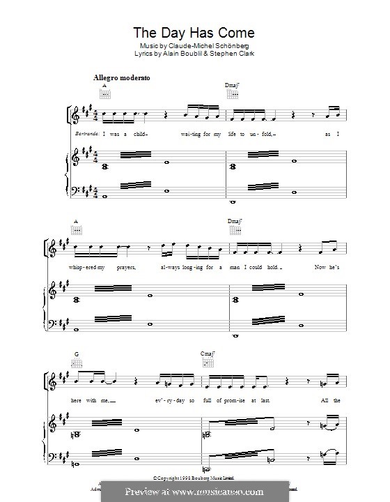 The Day Has Come: Para vocais e piano (ou Guitarra) by Claude-Michel Schönberg