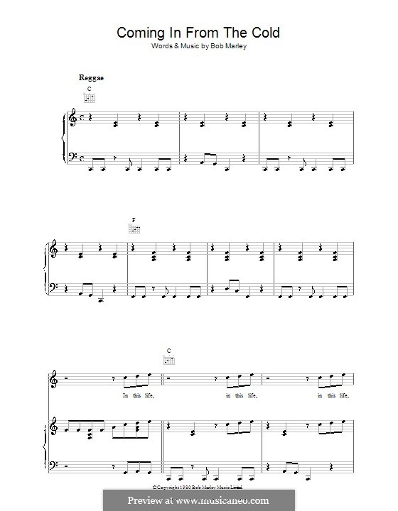 Coming in from the Cold: Para vocais e piano (ou Guitarra) by Bob Marley