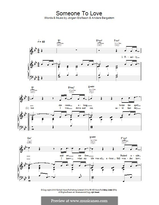Someone to Love (Shayne Ward): Para vocais e piano (ou Guitarra) by Anders Bergström, Jörgen Kjell Elofsson