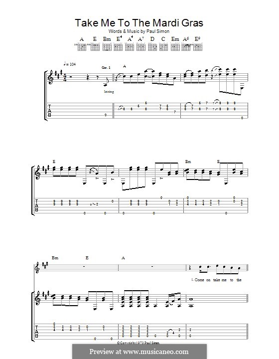 Take Me to the Mardi Gras: Para guitarra com guia by Paul Simon