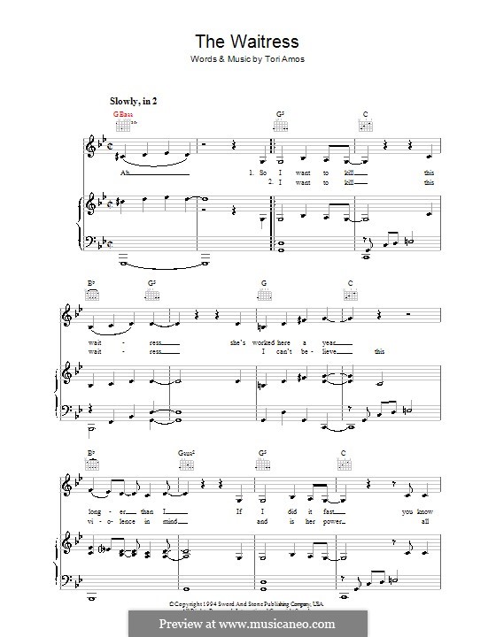 The Waitress: Para vocais e piano (ou Guitarra) by Tori Amos