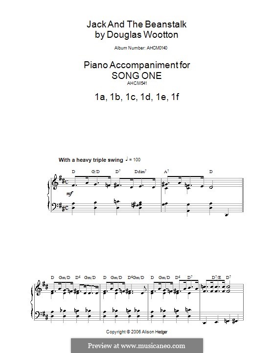 Song 1 (from Jack and The Beanstalk): Para Piano by Douglas Wootton