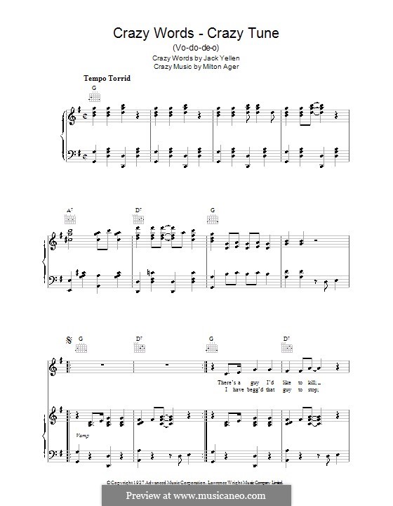 Crazy Words, Crazy Tune (Jack Yellen): Para vocais e piano (ou Guitarra) by Milton Ager