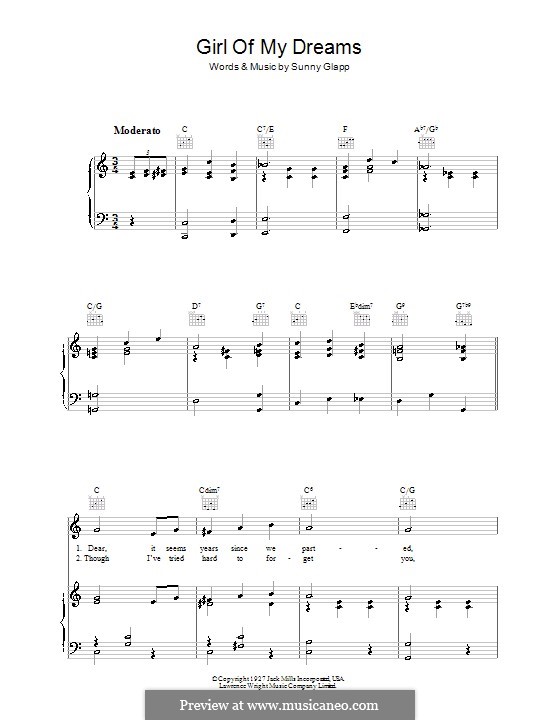 Girl of My Dreams: Para vocais e piano (ou Guitarra) by Sunny Clapp