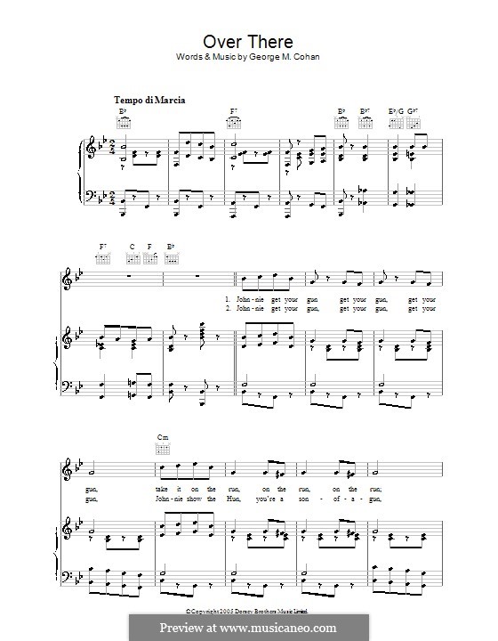 Over There: Para vocais e piano (ou Guitarra) by George Michael Cohan