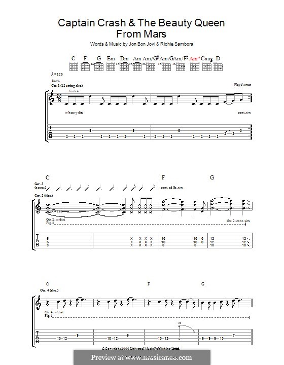 Captain Crash and The Beauty Queen from Mars (Jon Bon Jovi): Para guitarra com guia by Richie Sambora