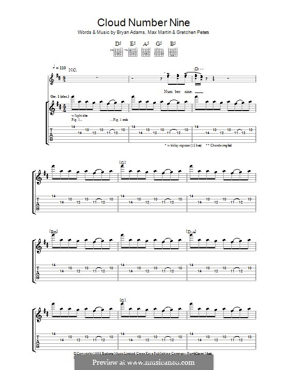 Cloud Number Nine: Para guitarra com guia by Bryan Adams, Gretchen Peters, Max Martin