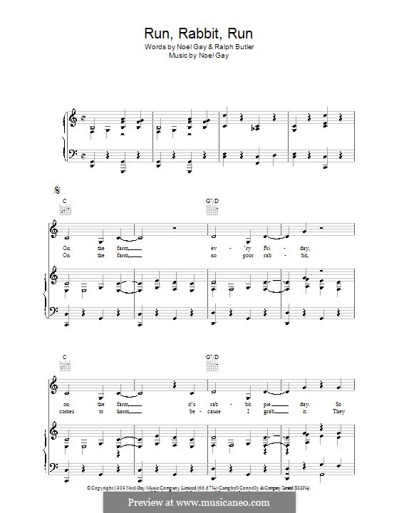 Run, Rabbit, Run: Para vocais e piano (ou Guitarra) by Noel Gay