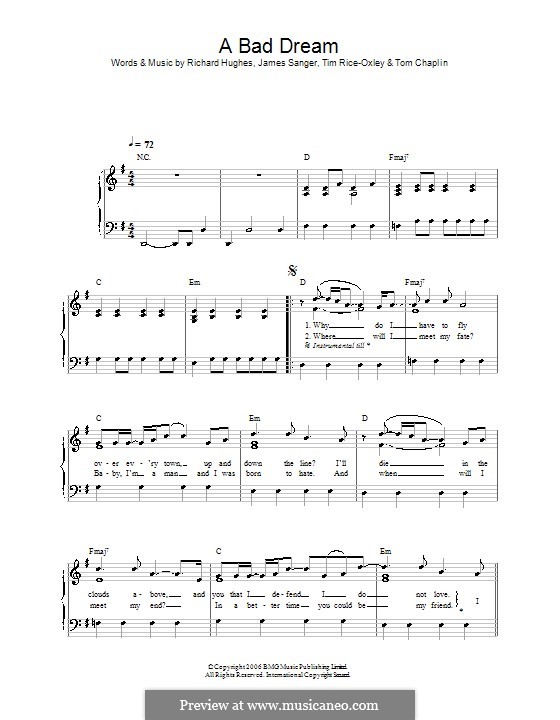 A Bad Dream (Keane) por J. Sanger, R. Hughes, T. RiceOxley, T. Chaplin em músicaNeo