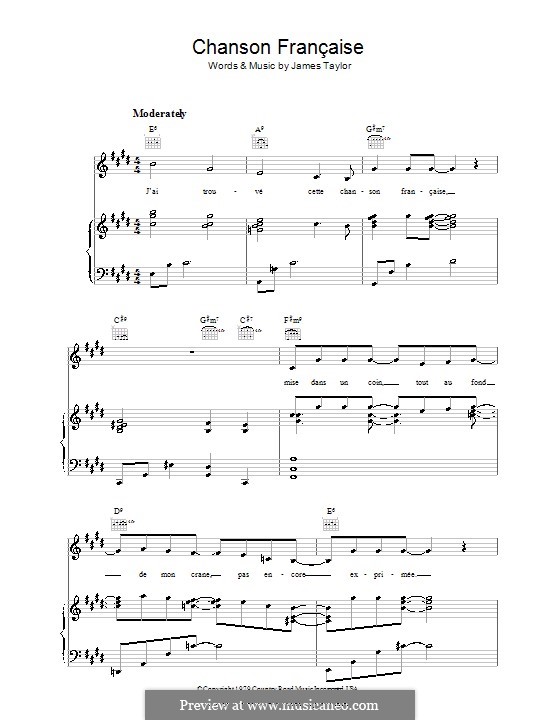 Chanson Francaise: Para vocais e piano (ou Guitarra) by James Taylor