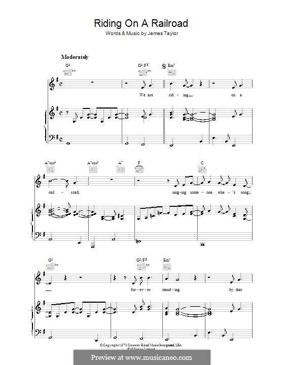 Riding on a Railroad: Para vocais e piano (ou Guitarra) by James Taylor