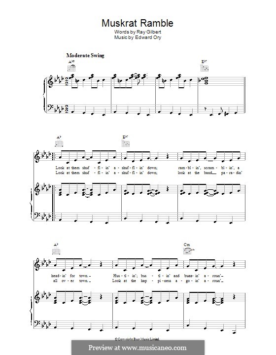 Muskrat Ramble (Louis Armstrong): Para vocais e piano (ou Guitarra) by Edward Ory, Ray Gilbert