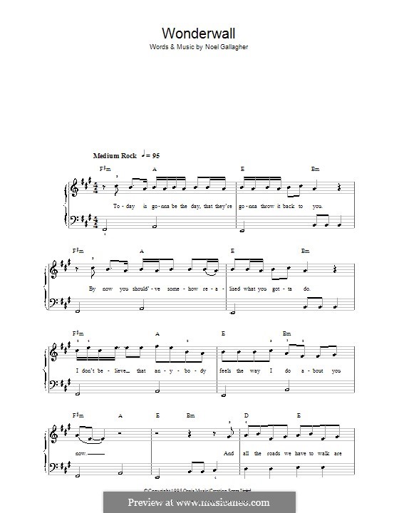 Wonderwall (Oasis): Facil para o piano by Noel Gallagher