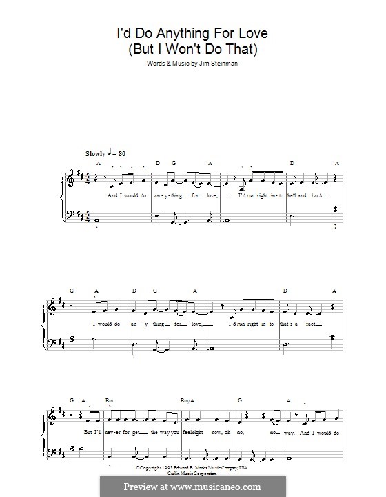 I'd Do Anything for Love (But I Won't Do That) por J. Steinman em músicaNeo