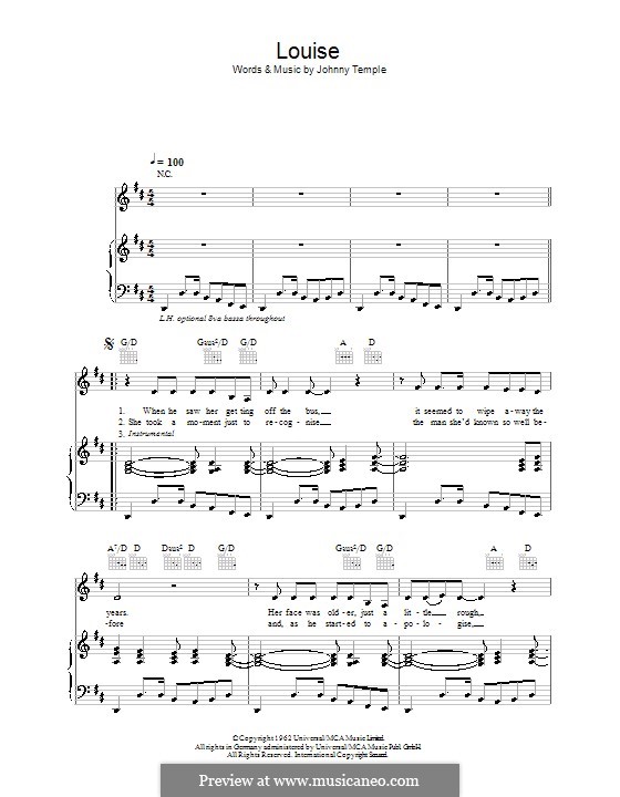 Louise: Para vocais e piano (ou Guitarra) by Johnny Temple