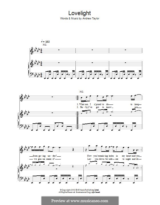 Lovelight: Para vocais e piano (ou Guitarra) by Andy Taylor