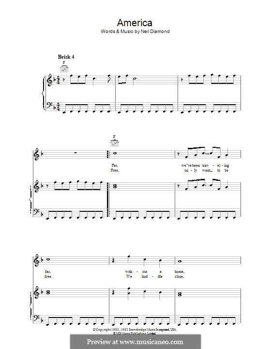 America: Para vocais e piano (ou Guitarra) by Neil Diamond