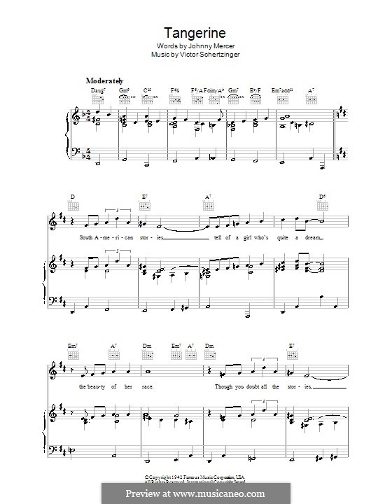 Tangerine: Para vocais e piano (ou Guitarra) by Victor Schertzinger