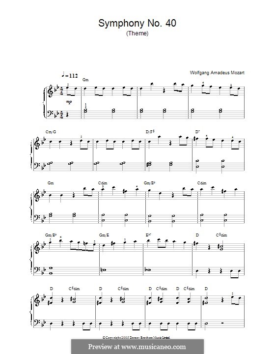 симфония 40 ноты